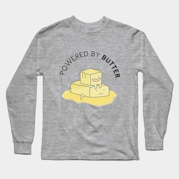 Keto Powered by Butter Low Carb Cute Funny Long Sleeve T-Shirt by KetoCarnivoreApparel